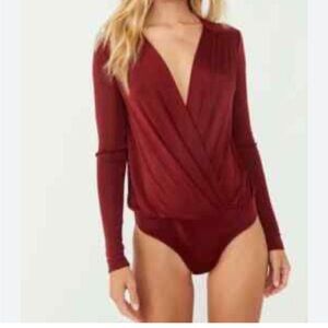 Free People Turnt  Bodysuit Burgandy - sz XS